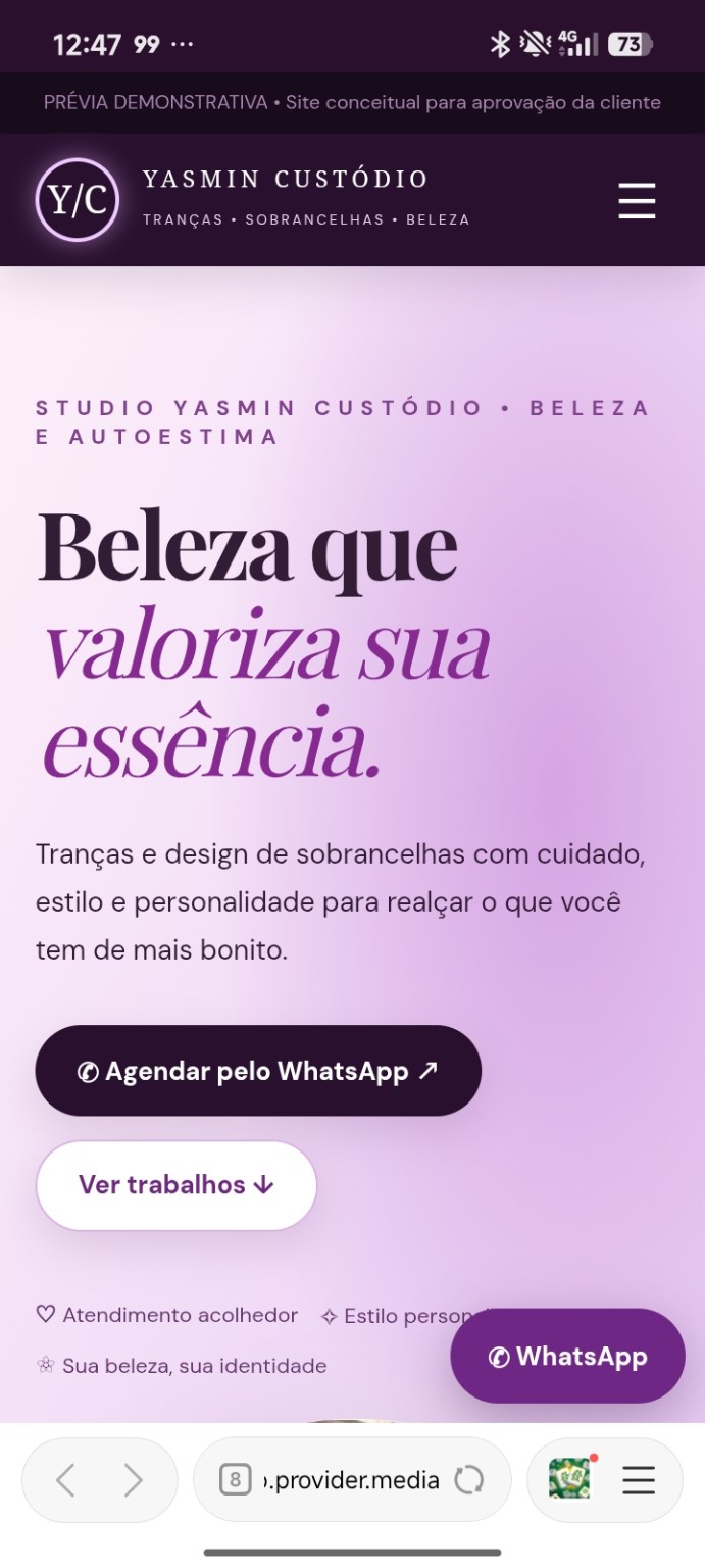 Capa real do site Studio Yasmin Custódio